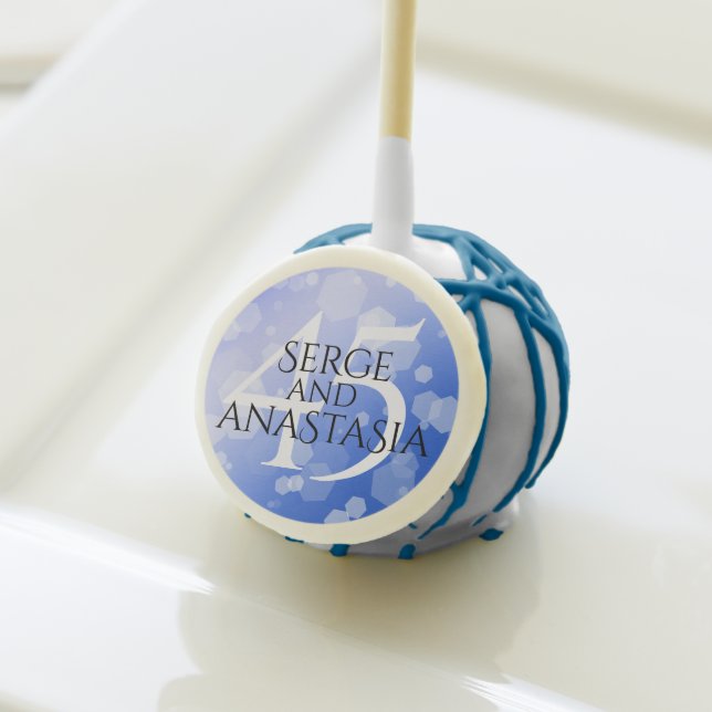 Elegant 45th Sapphire Wedding Anniversary Cake Pops (Front Insitu)
