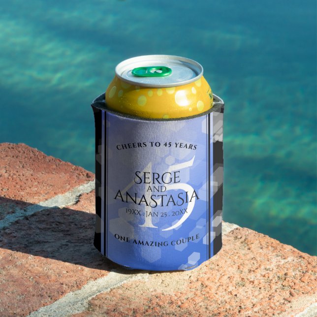 Elegant 45th Sapphire Wedding Anniversary Can Cooler (In Situ Pool)