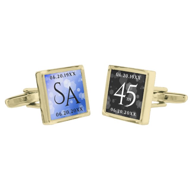 Elegant 45th Sapphire Wedding Anniversary Cufflinks (Angled)