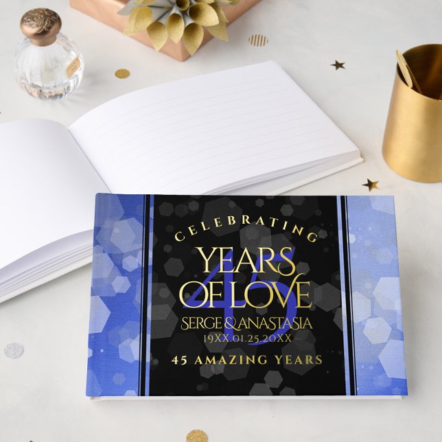 Elegant 45th Sapphire Wedding Anniversary Foil Guest Book (Elegant 45th Sapphire Wedding Anniversary Foil Guest Book Cover Photo)