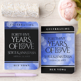 Elegant 45th Sapphire Wedding Anniversary Foil Vow Books