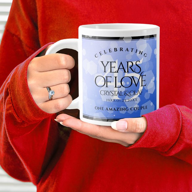 Elegant 45th Sapphire Wedding Anniversary Giant Coffee Mug (45th Wedding Anniversary Jumbo Coffee Mug Cover Photo.)