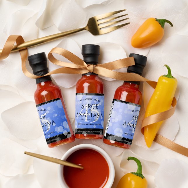 Elegant 45th Sapphire Wedding Anniversary Hot Sauces (Wedding)