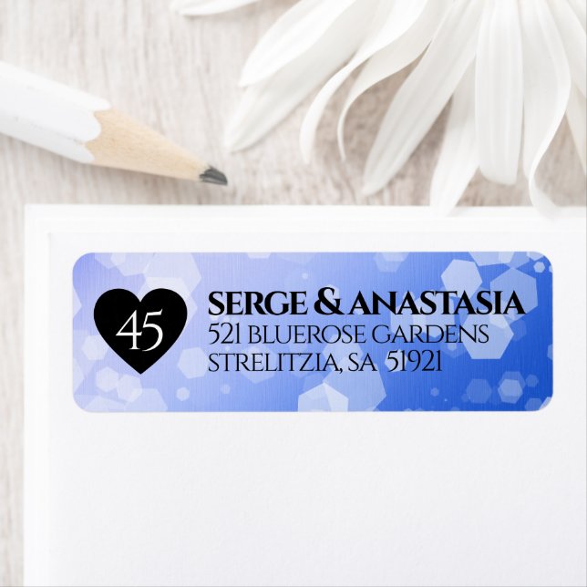 Elegant 45th Sapphire Wedding Anniversary Label (Insitu)