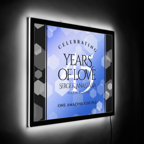 Elegant 45th Sapphire Wedding Anniversary LED Sign