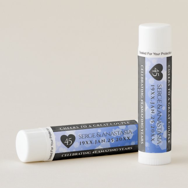 Elegant 45th Sapphire Wedding Anniversary Lip Balm (Front)