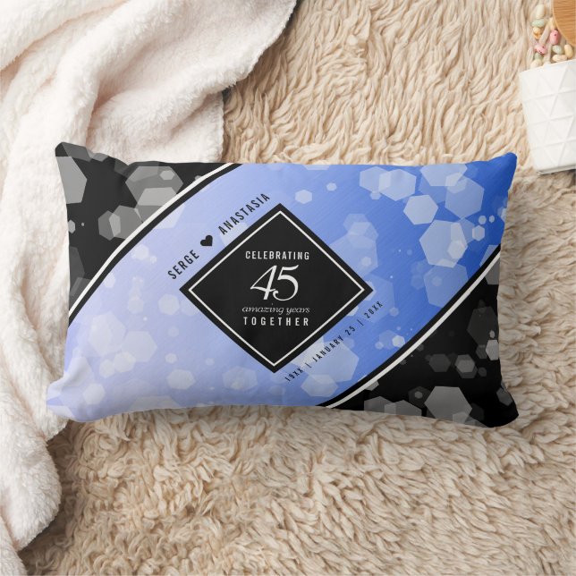 Elegant 45th Sapphire Wedding Anniversary Lumbar Pillow (Blanket)