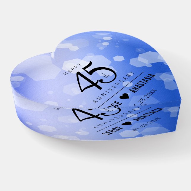 Elegant 45th Sapphire Wedding Anniversary Paperweight (Angled)