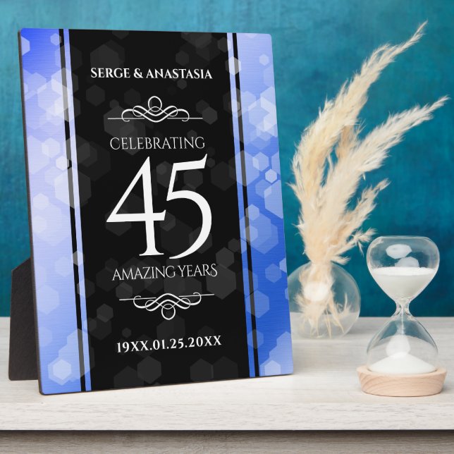 Elegant 45th Sapphire Wedding Anniversary Plaque (Side)