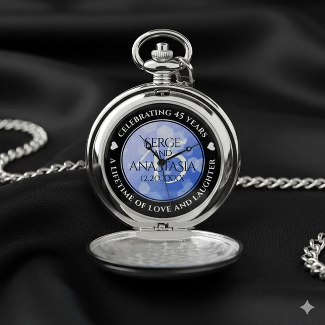 Elegant 45th Sapphire Wedding Anniversary Pocket Watch (45th Sapphire Wedding Anniversary Pocket Watch Cover Photo)