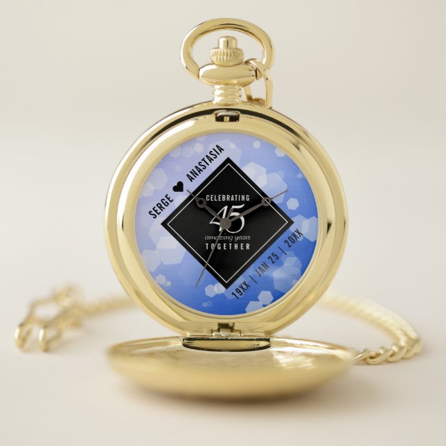 Elegant 45th Sapphire Wedding Anniversary Pocket Watch (Inside)