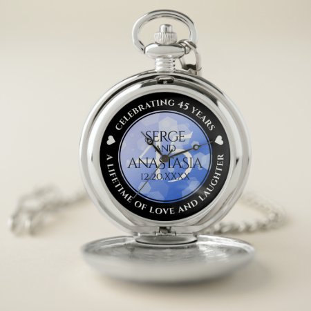 Elegant 45th Sapphire Wedding Anniversary Pocket Watch