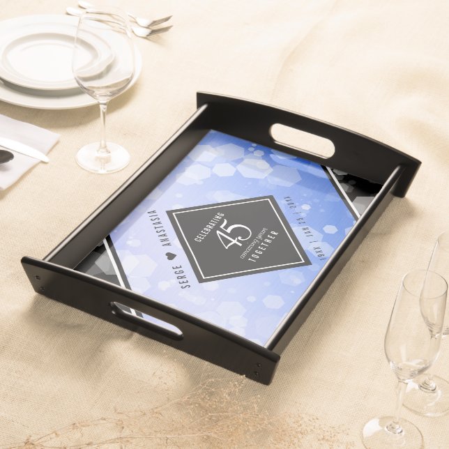 Elegant 45th Sapphire Wedding Anniversary Serving Tray (Front)