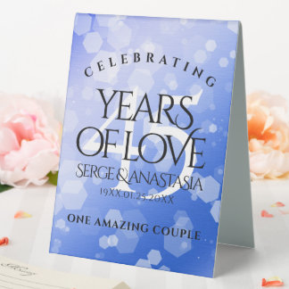 Elegant 45th Sapphire Wedding Anniversary Table Tent