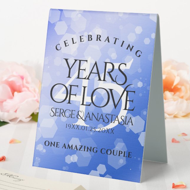 Elegant 45th Sapphire Wedding Anniversary Table Tent (In SItu (Wedding))