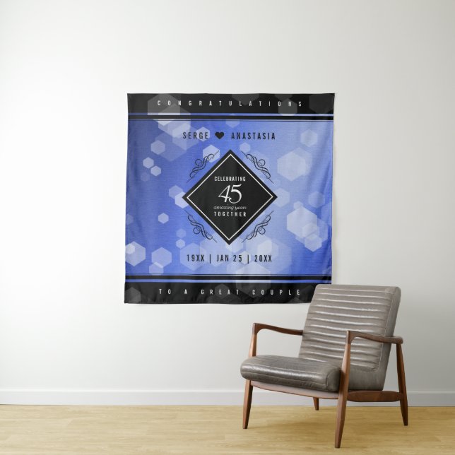 Elegant 45th Sapphire Wedding Anniversary Tapestry (In Situ)