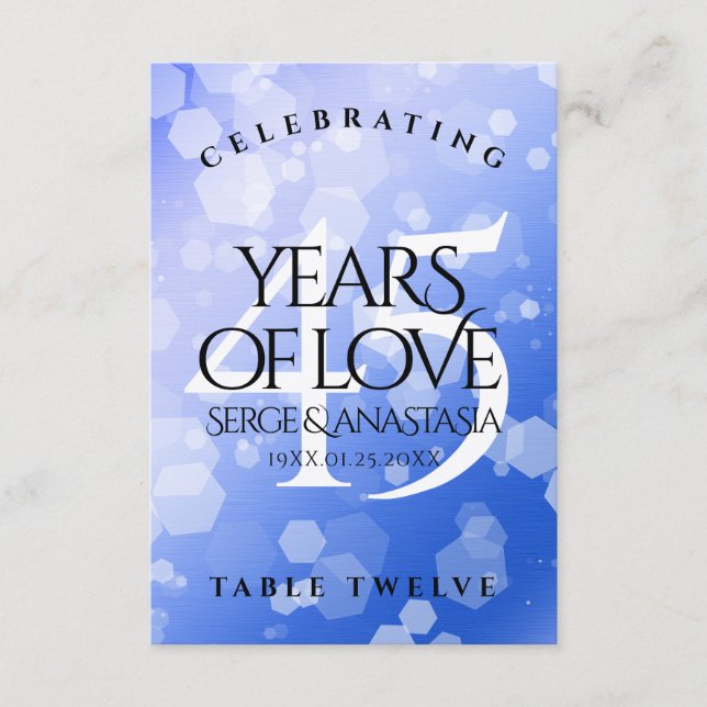 Elegant 45th Sapphire Wedding Anniversary Thank You Card (Front)