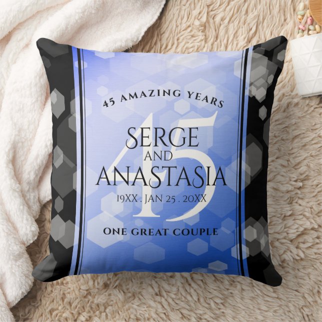 Elegant 45th Sapphire Wedding Anniversary Throw Pillow (Blanket)