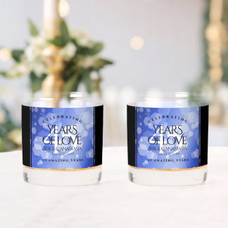 Elegant 45th Sapphire Wedding Anniversary Whiskey Glass