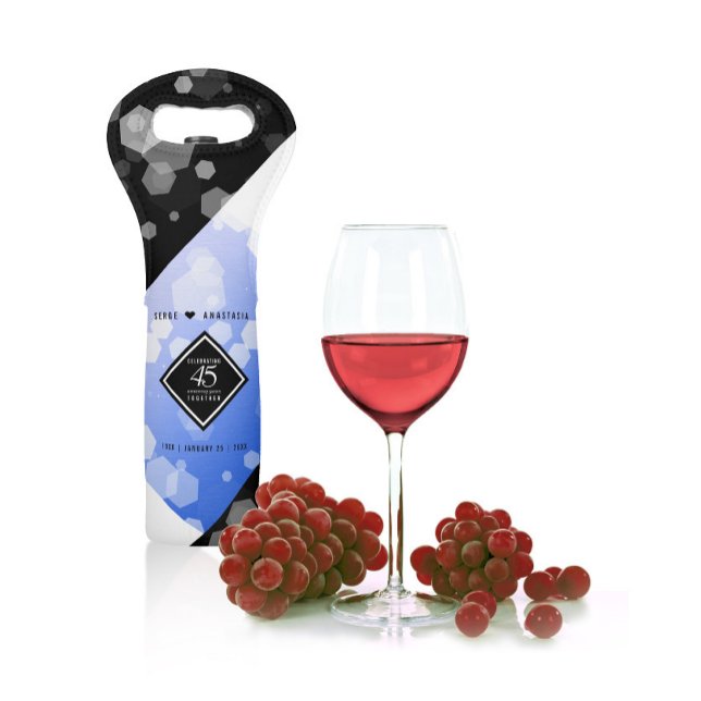 Elegant 45th Sapphire Wedding Anniversary Wine Bag (Creator Uploaded)
