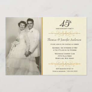 Elegant 45th Wedding Anniversary Party Invitations
