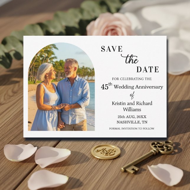 Elegant 45th Wedding Anniversary Photo Save The Date (Creator Uploaded)