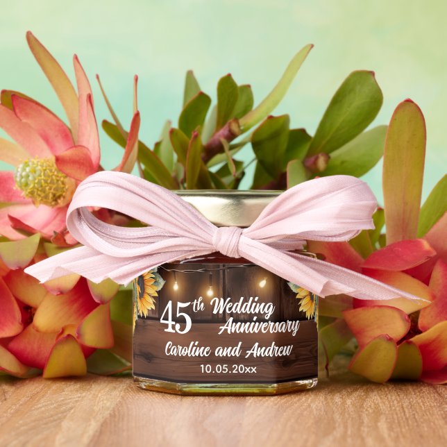 Elegant 45th Wedding Anniversary String Lights Honey Jar Favors (Insitu (Wedding))