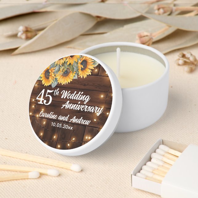 Elegant 45th Wedding Anniversary String Lights Mini Candle Favors (Insitu)