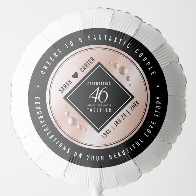 Elegant 46th Pearl Wedding Anniversary Balloon (Front)