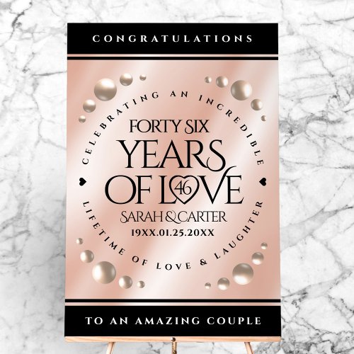 Elegant 46th Pearl Wedding Anniversary Celebration Acrylic Sign