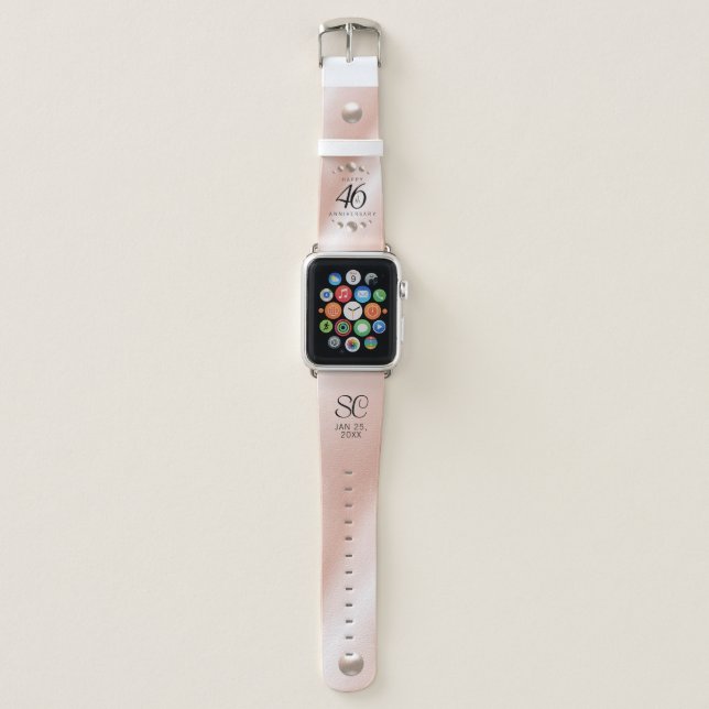 Elegant 46th Pearl Wedding Anniversary Celebration Apple Watch Band (Front)