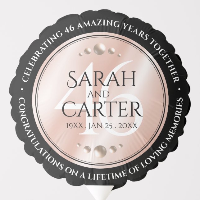 Elegant 46th Pearl Wedding Anniversary Celebration Balloon (Front)