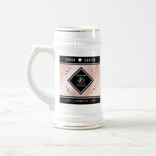 Elegant 46th Pearl Wedding Anniversary Celebration Beer Stein