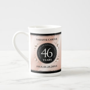 Elegant 46th Pearl Wedding Anniversary Celebration Bone China Mug