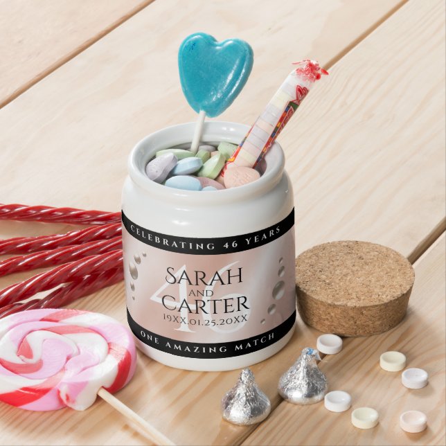 Elegant 46th Pearl Wedding Anniversary Celebration Candy Jar (In Situ)
