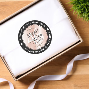 Elegant 46th Pearl Wedding Anniversary Celebration Classic Round Sticker