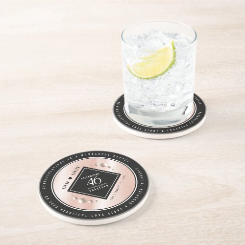 Elegant 46th Pearl Wedding Anniversary Celebration Coaster