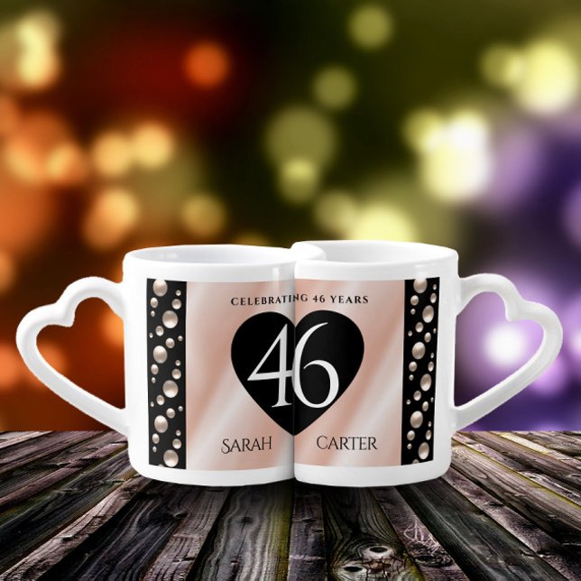 Elegant 46th Pearl Wedding Anniversary Celebration Coffee Mug Set (Creator Uploaded)