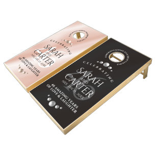 Elegant 46th Pearl Wedding Anniversary Celebration Cornhole Set