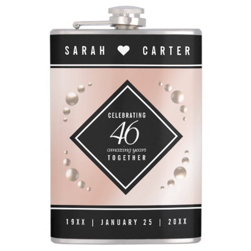 Elegant 46th Pearl Wedding Anniversary Celebration Flask