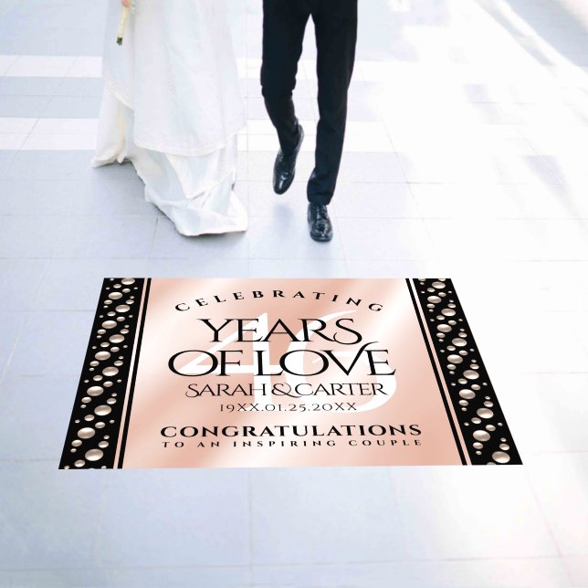 Elegant 46th Pearl Wedding Anniversary Celebration Floor Decals (Wedding)