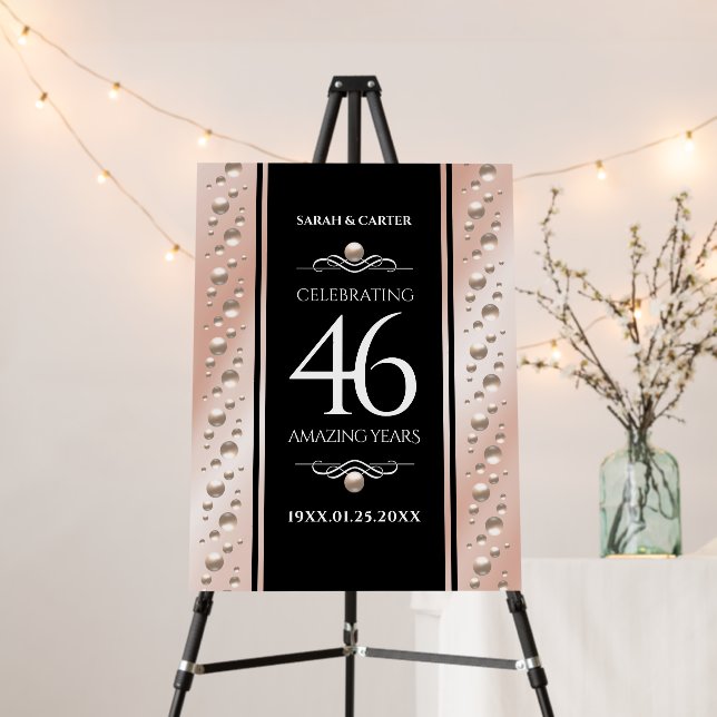 Elegant 46th Pearl Wedding Anniversary Celebration Foam Board (In Situ (Stand))