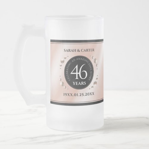 Elegant 46th Pearl Wedding Anniversary Celebration Frosted Glass Beer Mug