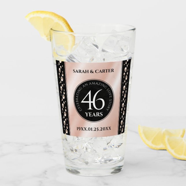 Elegant 46th Pearl Wedding Anniversary Celebration Glass (Front Ice)
