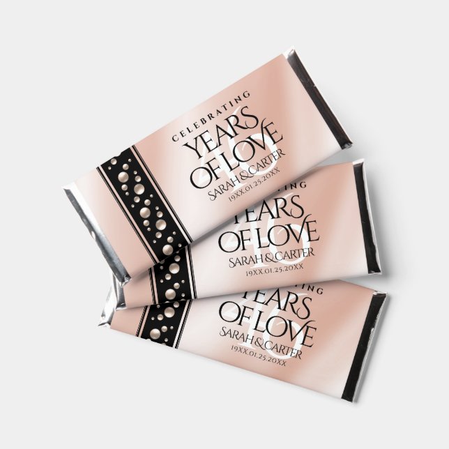 Elegant 46th Pearl Wedding Anniversary Celebration Hershey Bar Favors (Front)