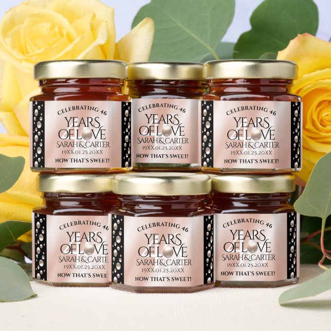 Elegant 46th Pearl Wedding Anniversary Celebration Honey Jar Favors (Insitu)