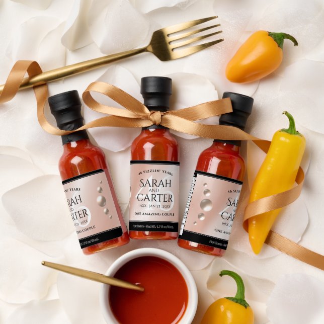Elegant 46th Pearl Wedding Anniversary Celebration Hot Sauces (Wedding)