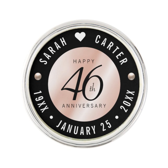 Elegant 46th Pearl Wedding Anniversary Celebration Lapel Pin (Front)