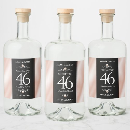 Elegant 46th Pearl Wedding Anniversary Celebration Liquor Bottle Label