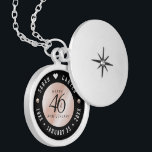 Elegant 46th Pearl Wedding Anniversary Celebration Locket Necklace<br><div class="desc">Commemorate the 46th wedding anniversary with this elegant locket! Elegant black and white lettering with pearls on a pearlescent background add a memorable touch for this special occasion and extraordinary milestone. Customize with the happy couple's names, and dates for their pearl anniversary. Design © W.H. Sim, All Rights Reserved. See...</div>
